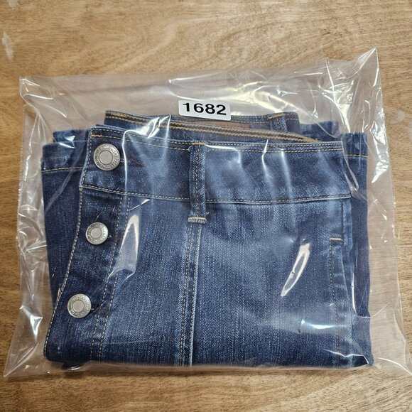 AE American Eagle Jean Skirt Women 2 Blue Y2K Hi Rise A Line Button Fly Pocket - Picture 10 of 10